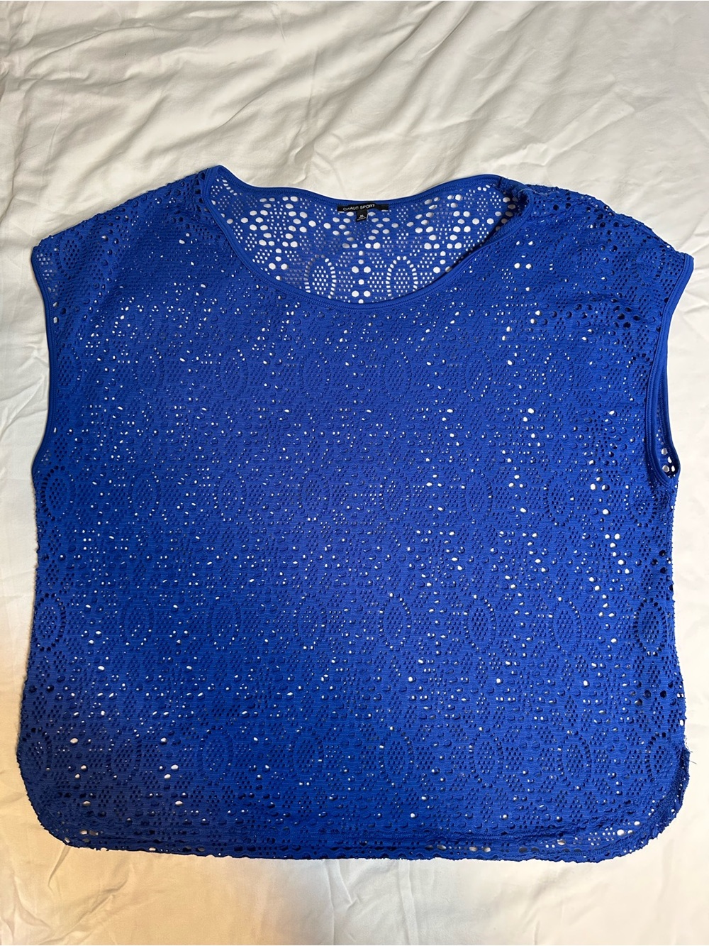 Women's Royal Blue Crochet Overlay Tunic Top